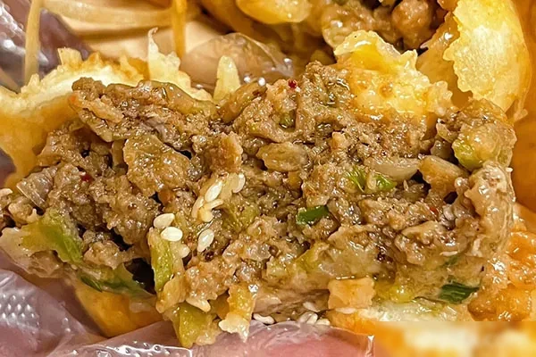 金丝牛肉饼(爆汁)实体店技术教学、爆汁牛肉馅、猪肉梅干菜馅-香源配方网